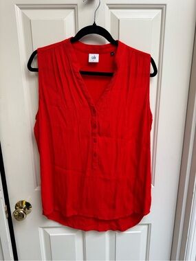 CAbi Red Sleeveless Button Down